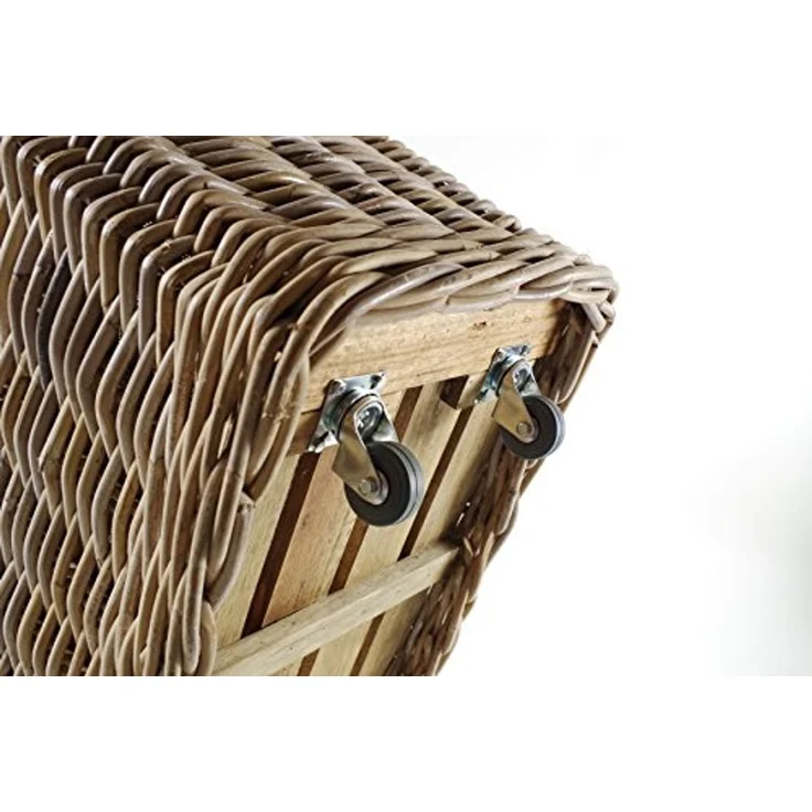 Kobolo Kaminholzkorb Holzkorb aus Rattan mit Jute und stabilen Rollen – Bild 4