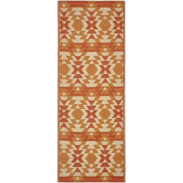 Homescapes Outdoorteppich Outdoor Teppich-Läufer Anya 75x200 cm – Ethno-Muster, rot-orange, Höhe: 20 mm – Bild 1
