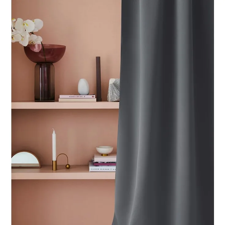 ROOM99 Vorhang mit Kräuselband Laurel 180x260 cm Breite x Höhe Schiebegardinen Curtain Wohnzimmer Schlafzimmer für Schienensystem Dunkelgrau, 1 Stück