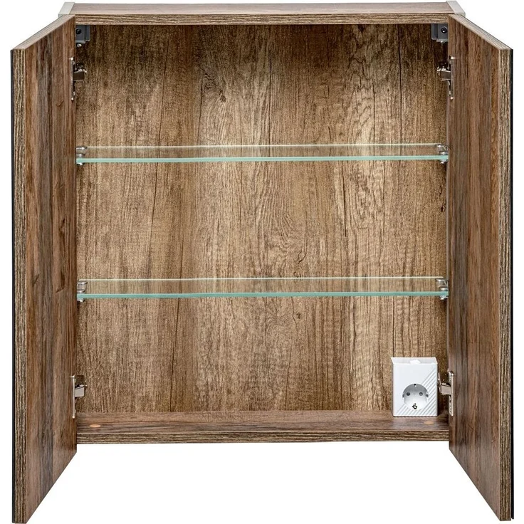 Spiegelschrank 60cm mit LED PUEBLA-56-TAUPE in taupe mit Vintage Oak Eiche, B/H/T ca. 60/65-75/17 cm – Bild 4