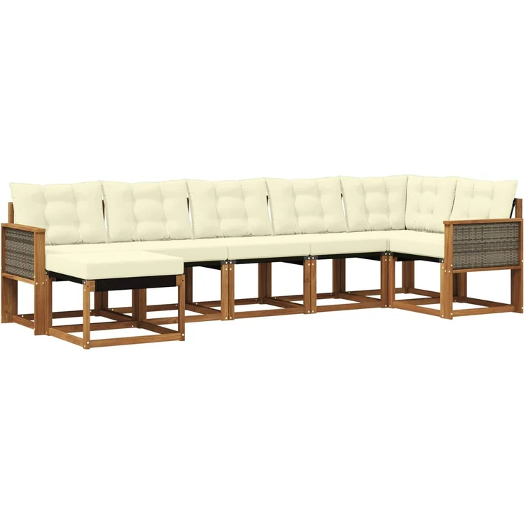 vidaXL Outdoor-Sofagarnitur 7 stk. 7-Sitzer Natur und Creme 3382090 – Bild 2