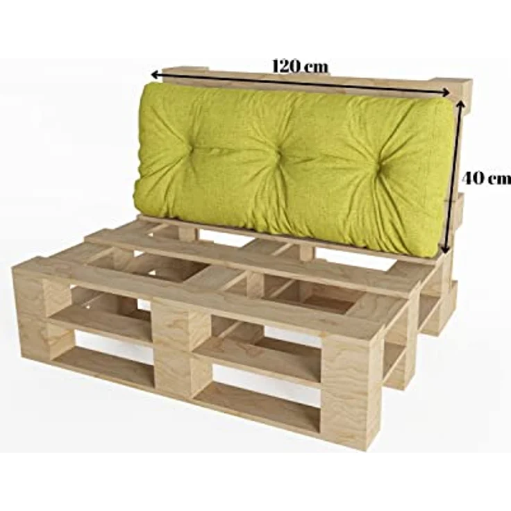 chilly pilley Palettenauflage Schaumflocken palettenkissen Palettenpolster Palettenmöbel Palettensofa Rückenlehne Sitzkissen Seitenkissen Set (3er Set Grün) – Bild 6