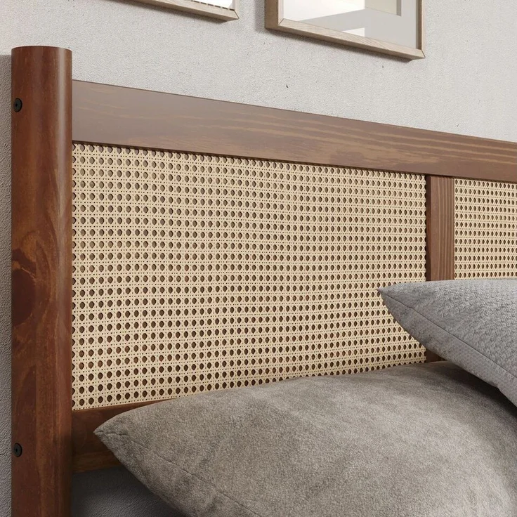 IDIMEX Massivholzbett CEFIRA, Doppelbett 160x200 cm aus Massivholz & Rattangeflecht Kastanie Finish – Bild 2