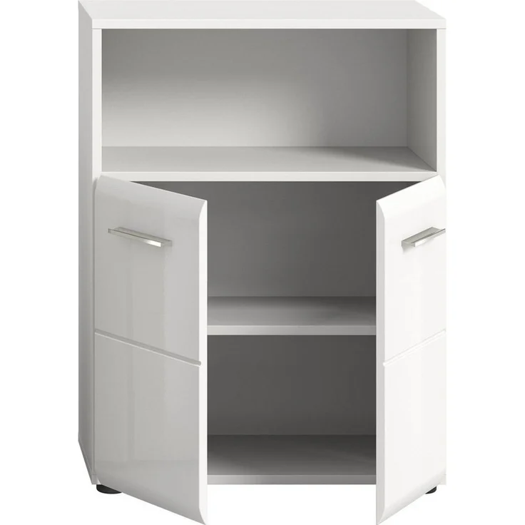 Newroom Kommode Weiß 60 cm, Kommode Weiß Hochglanz Sideboard Highboard Modern Zeitlos Bad Bade... – Bild 4
