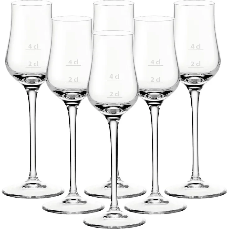 Leonardo CIAO+ Grappaglas mit 2 & 4 cl Füllstrichen 6er Set "Gastro-Edition"