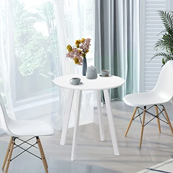 HOMCOM Esstisch Runder Küchentisch für 2 Personen (Rundtisch, 1-St, Esszimmertisch), Weiß Ø72 x 75cm – Bild 3