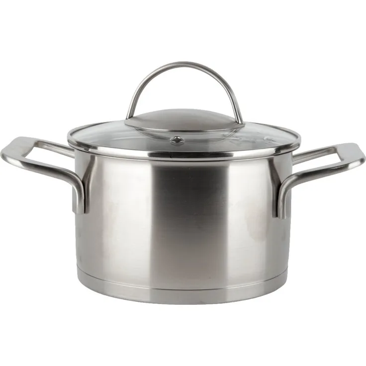 EUROHOME Kochtopf Bratentopf mit Glasdeckel passgenau und induktionsgeeignet, Edelstahl (1-tlg, Kochtopf Edelstahl Ø24 cm), Topf alle Herdarten, Universaltop mit Messskala