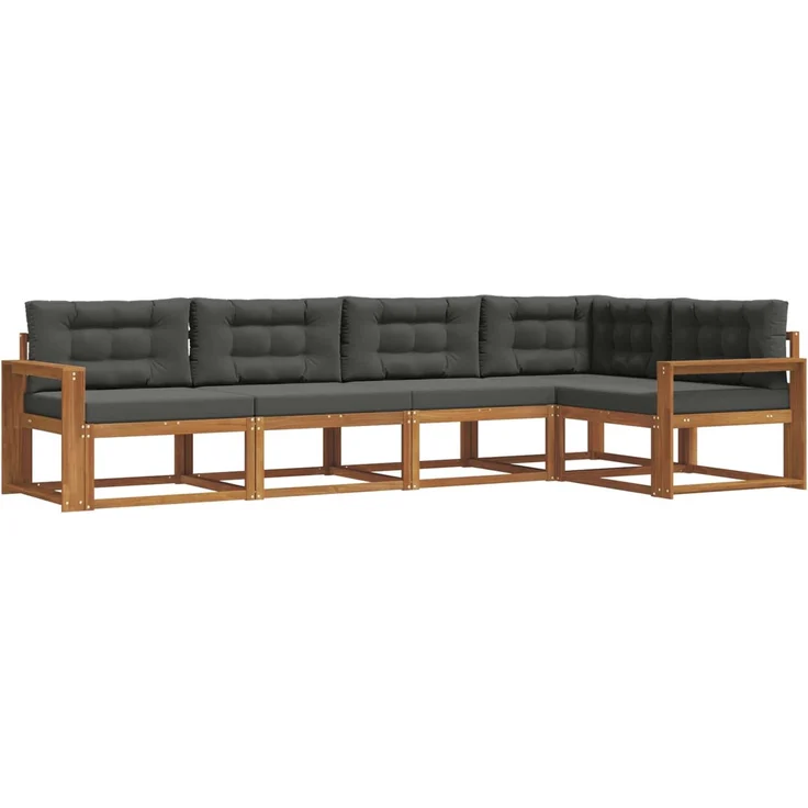 vidaXL Outdoor-Sofagarnitur 5 stk. 5-Sitzer Natur und Anthrazit 3367585 – Bild 2