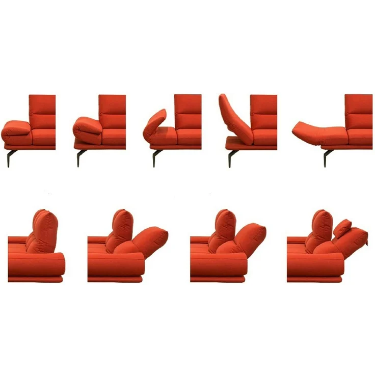 KAWOLA Sofa KIMI 3-Sitzer Ecksofa Stoff Recamiere rechts rot 90 x 170 x 300 cm – Bild 2