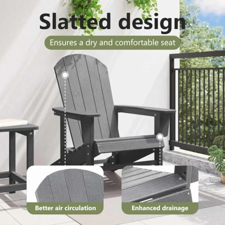 vidaXL Adirondack-Stuhl Hellgrau 82 x 74 x 92 cm HDPE 42006624 – Bild 7