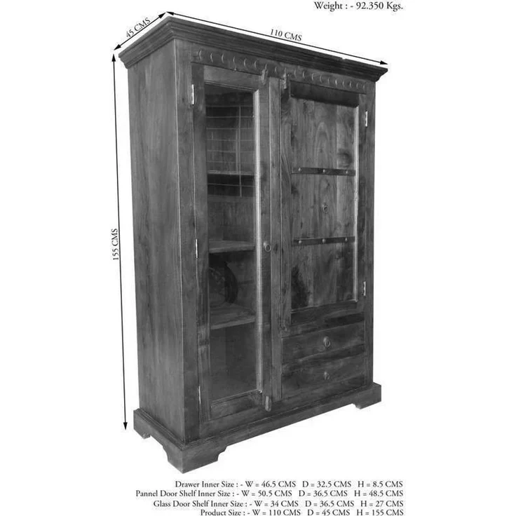 Vitrine Akazie 110x45x155 honig lackiert OXFORD #0425 – Bild 8