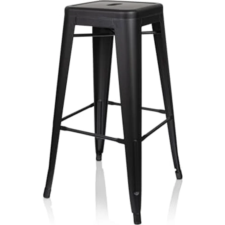 MID.YOU Barhocker Schwarz, Metall, stapelbar und abwischbar, 44x77x44 cm, Esszimmer Barmöbel – Bild 9