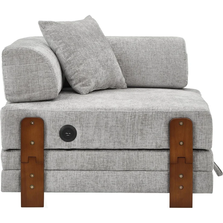 Schlafsofa mit Schlaffunktion, USB-Anschluss & Stauraum, 84x170,5x48 cm, Hellgrau – Bild 6