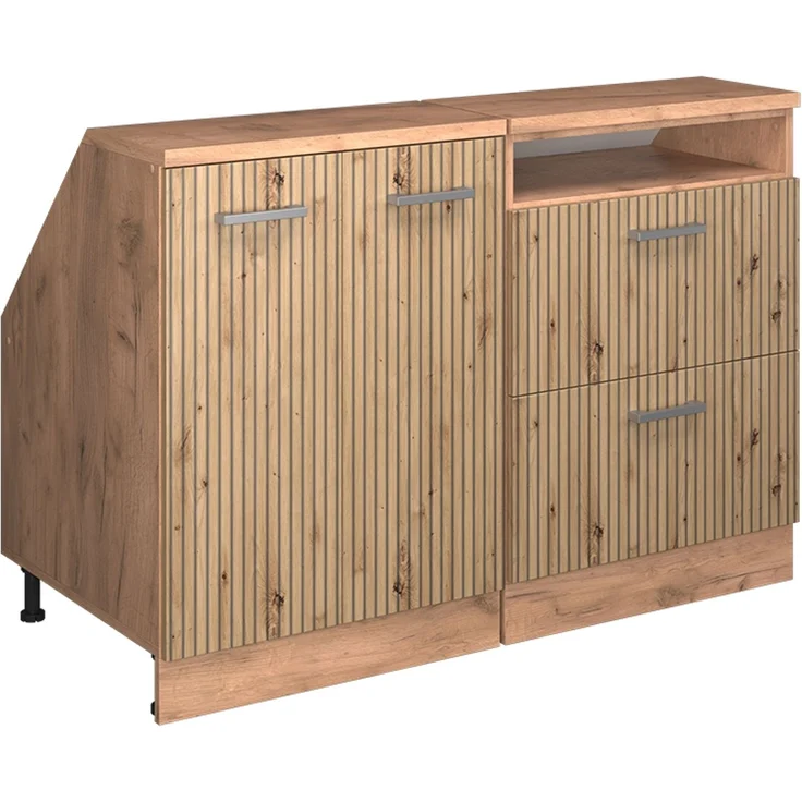 Küchenschrank für Dachschrägen R-Line Artisan-Eiche 120 cm 2er Set Schrankkorpuss 60 cm Tiefe Vicco – Bild 1
