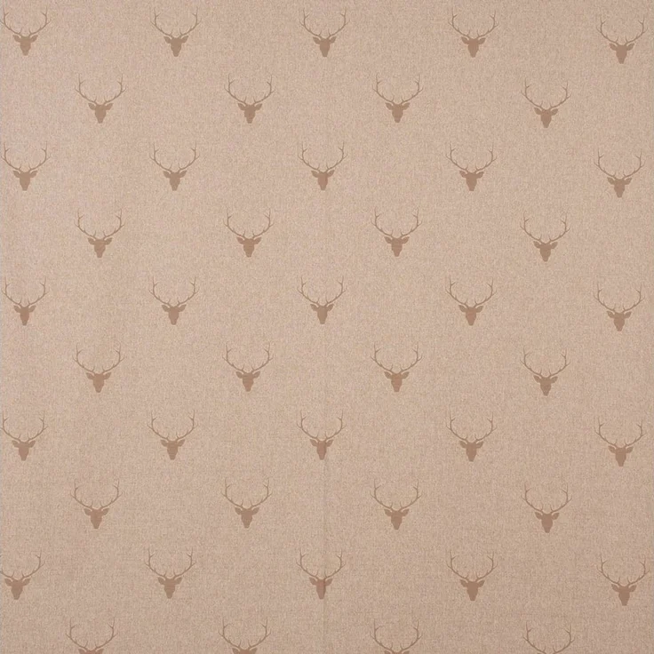 SCHÖNER LEBEN. Vorhang SCHÖNER LEBEN. Vorhang Jacquard Hirschkopf mit Geweih beige hellbraun, Ösen, blickdicht, Jacquard, handmade – Bild 3