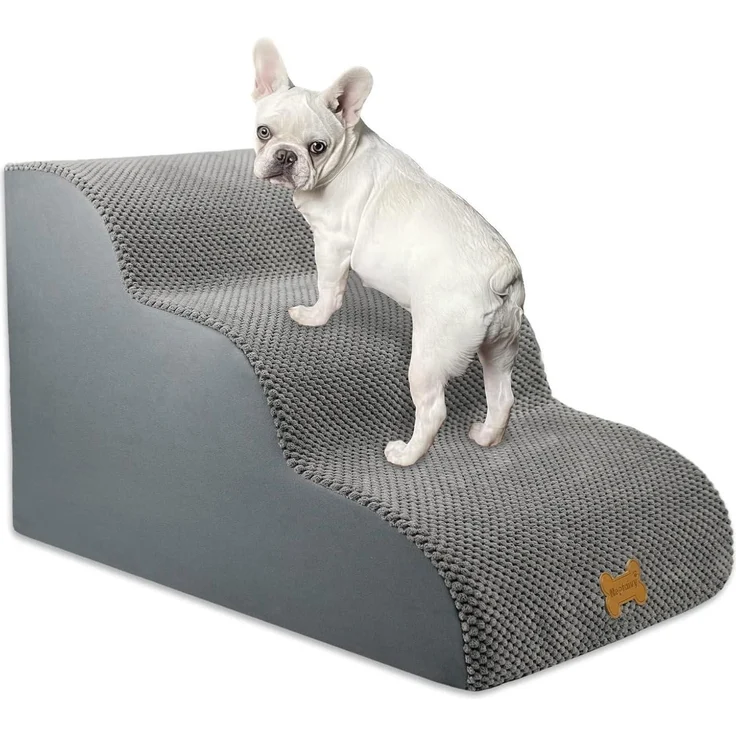 Hundetreppe für Kleine Hunde 3-Stufig Haustiertreppe Sofa Hochdichter Schwamm – Bild 1