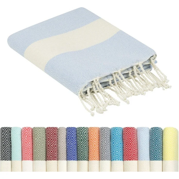 furora HOLIDAY Strandtuch groß 100x200 cm Strand Tuch, aus Baumwolle, Hamamtuch Badetuch, leicht, lang, dünn & kompakt – Bild 1