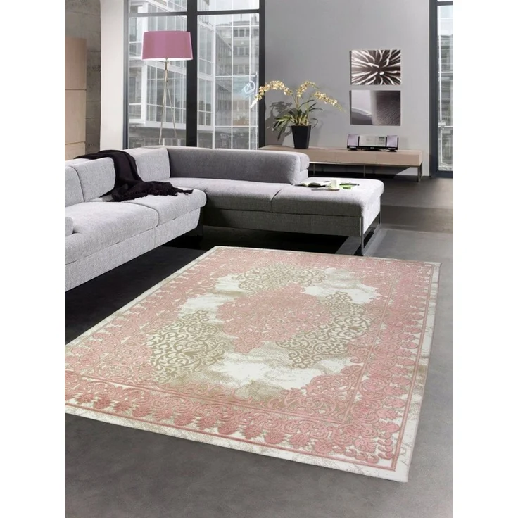 Carpetia Teppich Teppich Wohnzimmerteppich Vintage Ornamente rosa beige, rechteckig, Höhe: 10 mm – Bild 2