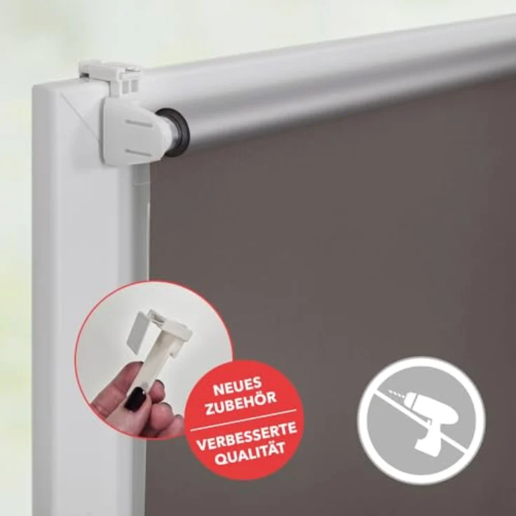Lichtblick Thermorollo ohne Bohren, Klemmfix, Verdunklungsrollo, Hitzeschutz, Sichtschutz, Wandmontage, Deckenmontage, Rollo für Fenster und Türen Taupe,90x220 cm (B x L) – Bild 5