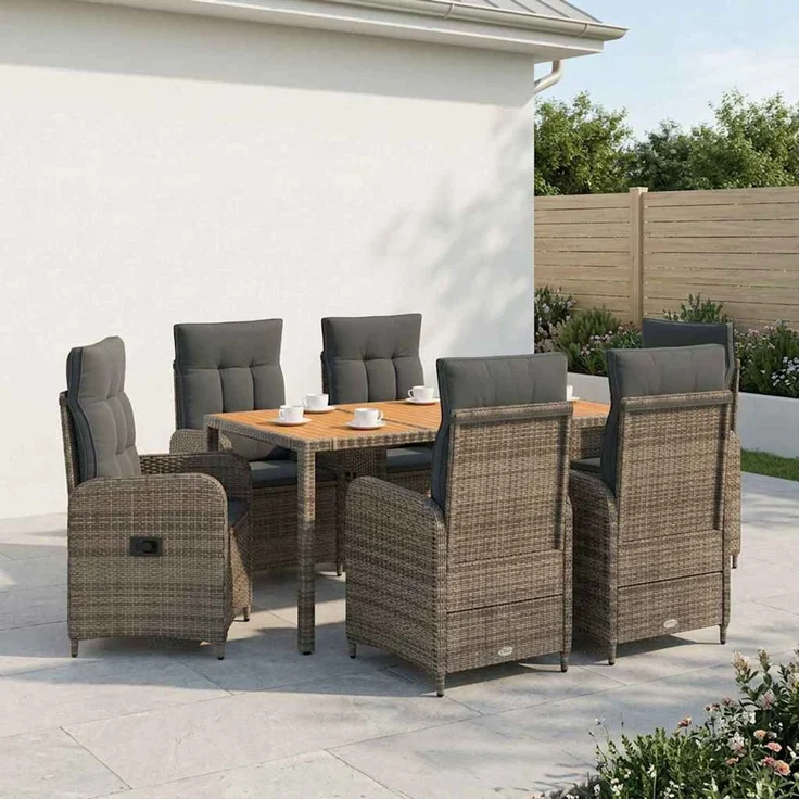 vidaXL Outdoortisch-Set 7 stk. Hellgrau und Dunkelgrau 3422281 – Bild 1