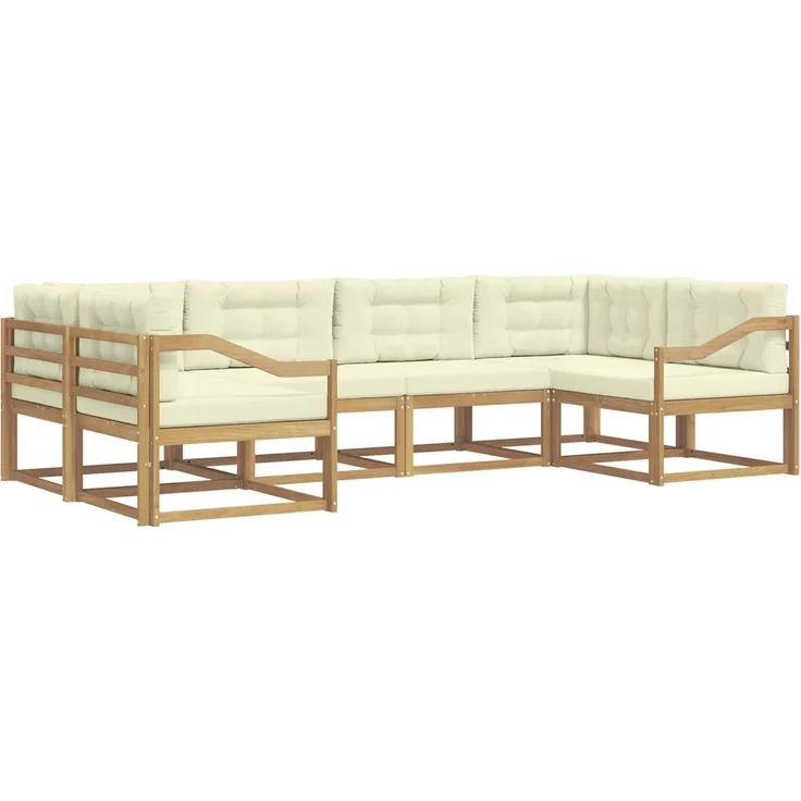 vidaXL Outdoor-Sofagarnitur 6 stk. 6-Sitzer Weiß und Creme 3386949 – Bild 2