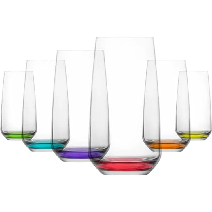 LAV Gläser-Set Lal Rainbow Longdrinkgläser, 6-tlg, Glas, 6er-Set, 480ml, mit farbigem Boden – Bild 2