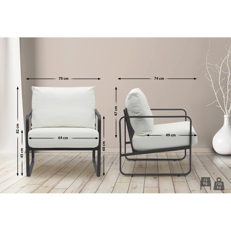 CLP Lounger Manea mit Metallgestell,weiß Kunstleder – Bild 2