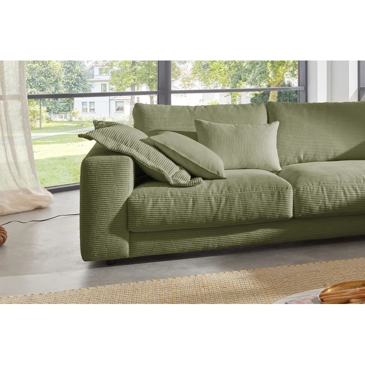 KAWOLA Sofa MADELINE Ecksofa Cord olivgrün Recamiere rechts 86 x 224 x 325 cm – Bild 4