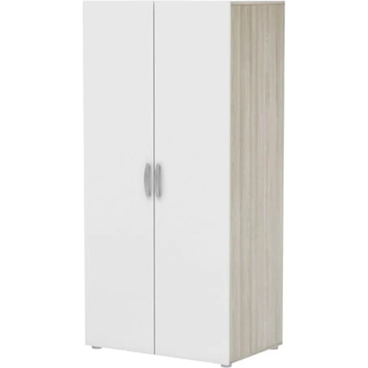 Dmora - Kleiderschrank 2 Türen Loire, Schlafzimmermöbel, Schrank, Garderobe, 79x52 h166 cm, Eiche und Mattweiß – Bild 6