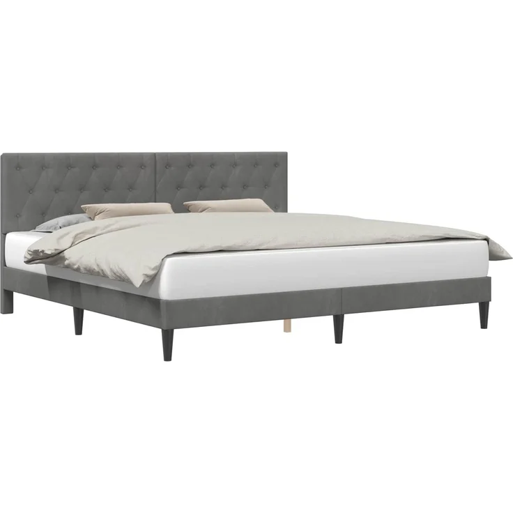 vidaXL Bettrahmen mit Kopfteil Dunkelgrau 180 x 200 cm Samt 42027680 – Bild 2