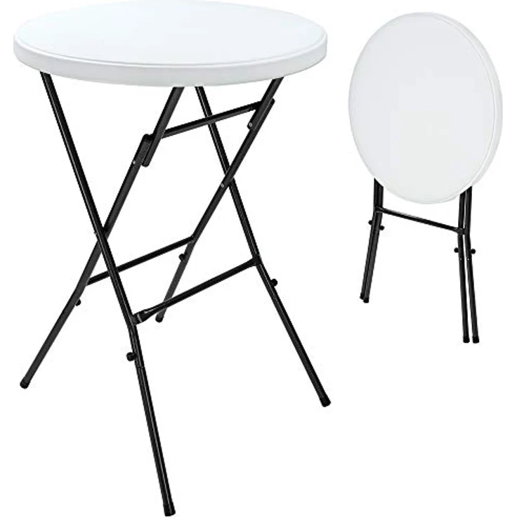 Casaria® Stehtisch 2er Set Klappbar Ø 72 cm Rund 110 cm Hoch Stabil Garten Wasserabweisend Metall Klapptisch Bistrotisch Partytisch Bar Biertisch Weiß – Bild 2