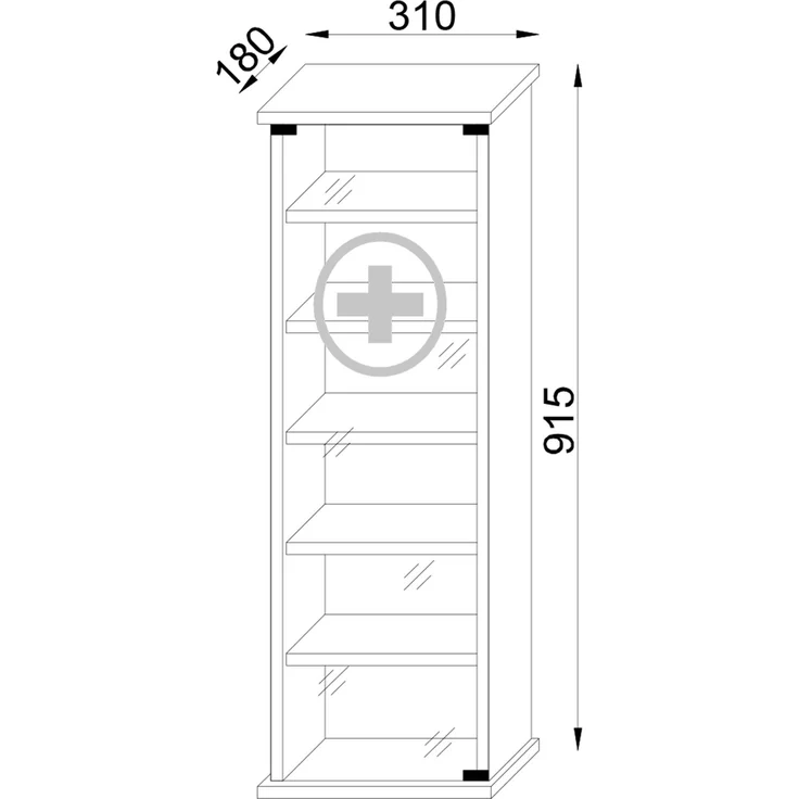 VCM Medizinschrank Omal 917096 Sonoma-Eiche H. 92 x B. 31 x T. 18 cm – Bild 4