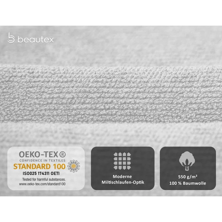 Beautex Handtuch Set Handtuch Set, Made in Europe, Frottier (Multischlaufen-Optik, Frottier Premium Set aus 100% Baumwolle 550g/m) – Bild 3