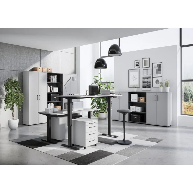 Germania Schreibtisch 8022-581, in Lichtgrau/Schwarz, elektr. höhenverstellbar, 120 x 119 x 80 cm (BxHxT) – Bild 3