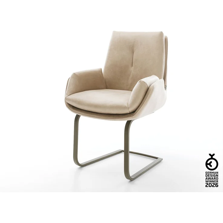 Freischwinger Clea-Flex Mikrofaser Beige Vintage Freischwinger flach Effektfinish Titan – Bild 1