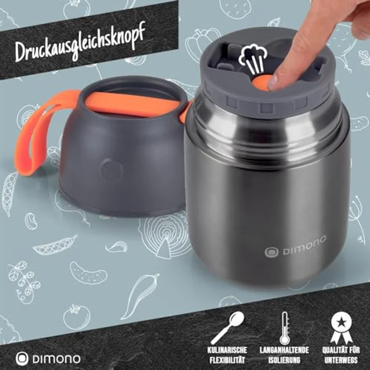 Dimono Thermobehälter Warmhaltebehälter, Edelstahl, (to-Go Lebensmittelbehälter, Essensbehälter für unterwegs) – Bild 7
