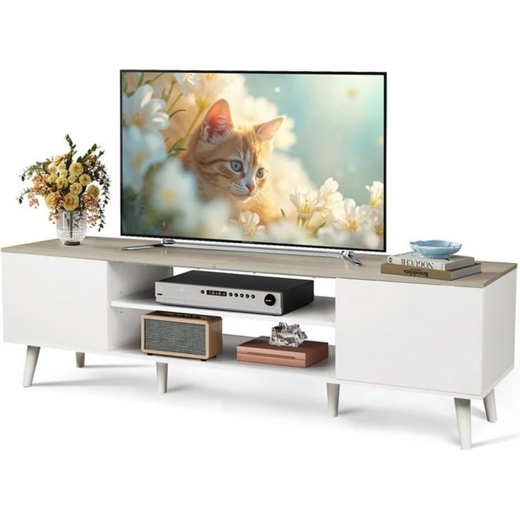 WLIVE TV-Schrank Lowboard mit 2 Türen, Fernsehschrank für Fernseher bis zu 55/60 Zoll, (Packung, 160 cm lang) verstellbare Ablagen, für Wohnzimmer, Schlafzimmer – Bild 4