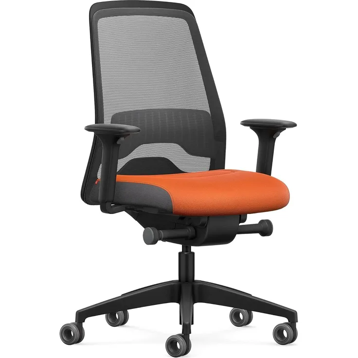 Interstuhl Every Active Edition – Der Bürostuhl passt Sich an die Bewegung an – mit Verstellbarer Lordosenstütze – vereint Komfortables und aktives Sitzen (Anthrazit | Orange)