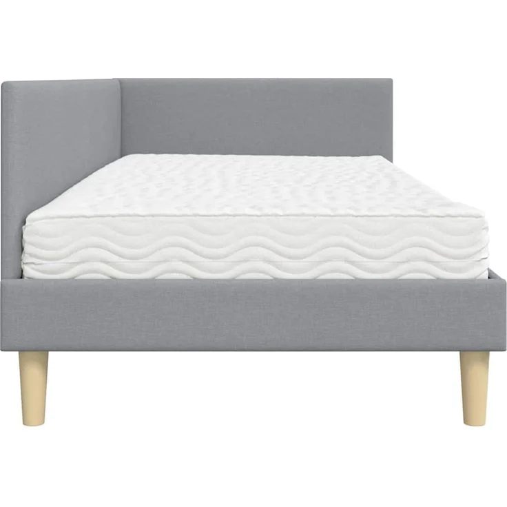vidaXL Eckbettgestell mit Matratze 2 stk. Hellgrau 90 x 190 cm Stoff 3393733 – Bild 8