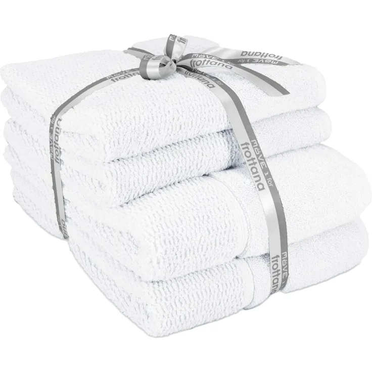 Frottana 'PEARL' Handtuchset 4-tlg, Baumwolle weiß, 67 x 140 cm, trocknergeeignet