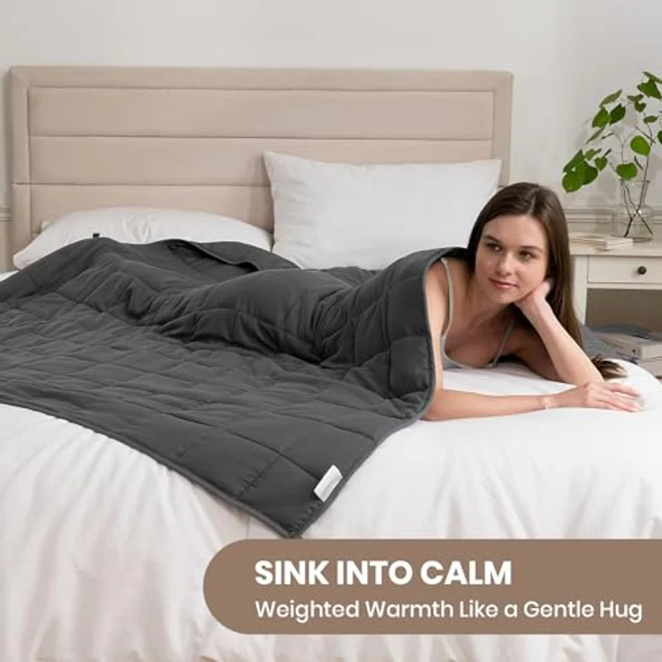 Good Nite Gewichtsdecke 150x200 cm 6kg - Entspannung Beschwerte Decke nur für Erwachsene - zur Entspannungsdecke Weighted Blanket - Grau – Bild 6