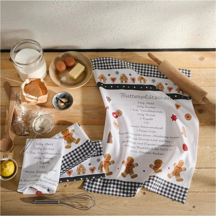 Erwin Müller Geschirrtuch Geschirrtuch "Butterplätzchen" 4er-Pack, Baumwolle Motiv – Bild 3