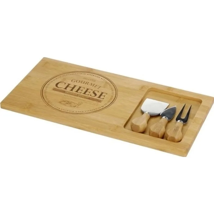Schneidebrett Excellent Houseware aus Holz zum Servieren mit Messer für Käse 38x18 cm