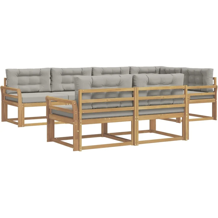 vidaXL Outdoor-Sofagarnitur 6 pcs Weiß und Hellgrau Polyester 3386585 – Bild 2