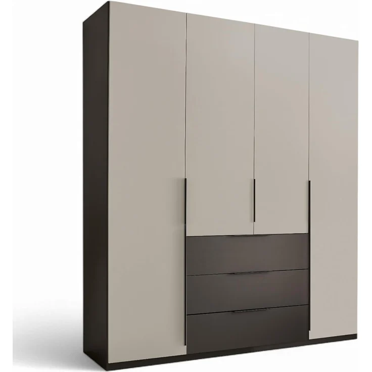 Stella Trading Nuka Kleiderschrank in Hellgrau, Graphit - Vielseitiger Drehtürenschrank 4-türig für Ihr Schlafzimmer - 201 x 226 x 60 cm (B/H/T) – Bild 1