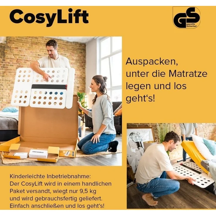 COSYWORLD CosyLift Lattenrost Add-On, Boxspringbett Add-On - elektrisch Verstellbarer Lift für Lattenroste & Matratzen, für alle Betten & Boxspringbetten - mit Motor & Handschalter, fertig montiert – Bild 2