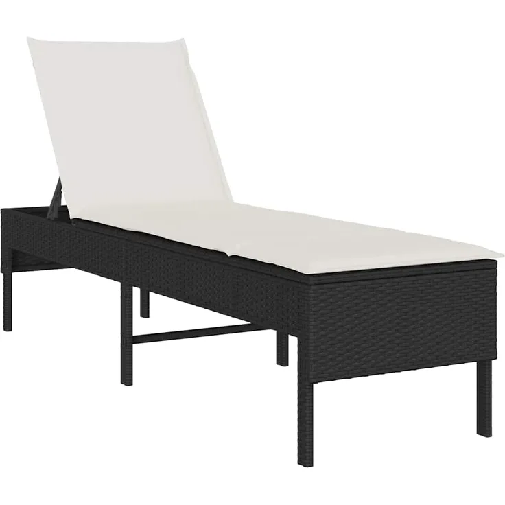 vidaXL Sonnenliege mit Auflage Schwarz 55x200x44 cm Poly Rattan 4104100