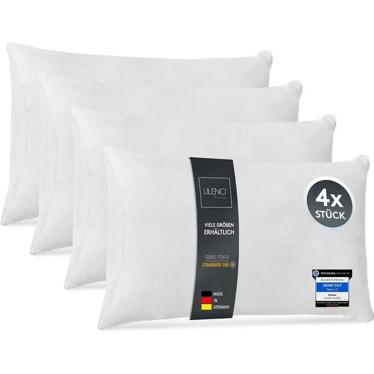 LILENO HOME Kissenfüllung Vlieskissen in verschiedenen Größen - Made in Germany, 4er Set Kissenfüllung 30x30 cm, waschbar - 40°C, allergikerfreundlich