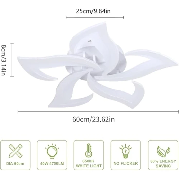 Comely Deckenlampe, LED Deckenleuchte 60W 6750lm, Kaltes Weiß 6500K Moderne Blütenblatt Design Deckenlampe für Wohnzimmer Küche Schlafzimmer Esszimmer, Dia 60cm – Bild 5