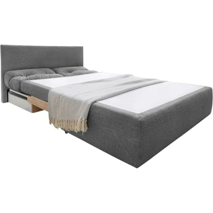 Schlafsofa 136 cm praktische Couch mit Funktion Bettkasten Gästebett in Grau – Bild 6